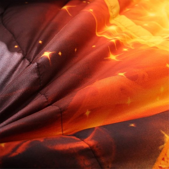 New Basketball Print,with Fire and Ice Pattern, Comforter Quilt Set Bedding Sets - Picture 6 of 6